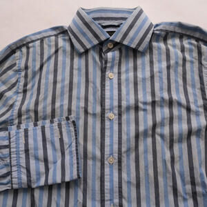 Express Men's Classic Fit Small Blue Striped French Cuff Button Up Shirt